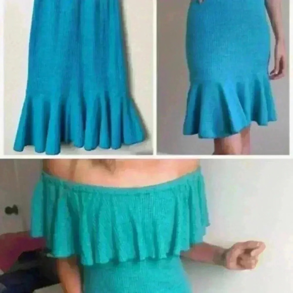 Lularoe small turquoise one‎ shoulder/ off the shoulder Cici dress. NWT - Picture 4 of 9